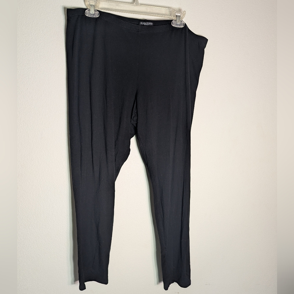 Eileen Fisher Womens Pants Black Elastic Waist Viscose Quiet Luxury Plus Size 2X